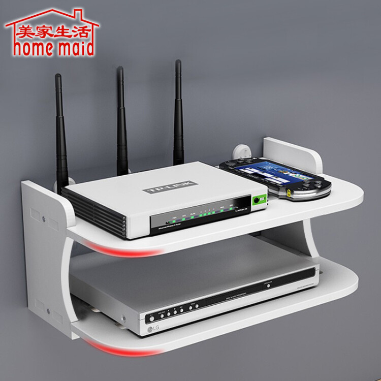 美家生活 路由器收纳盒 墙上机顶盒置物架客厅卧室电视放wifi收纳架 半圆